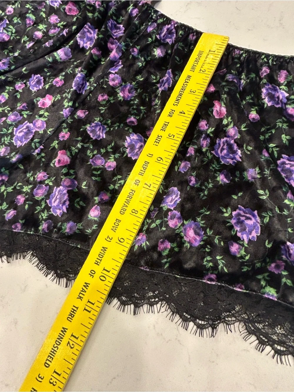 Victoria's Secret Black Floral Lace-Trim Cami & Shorts Set